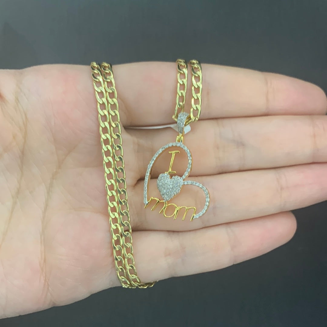 Chain & Diamond Mom Pendant Set