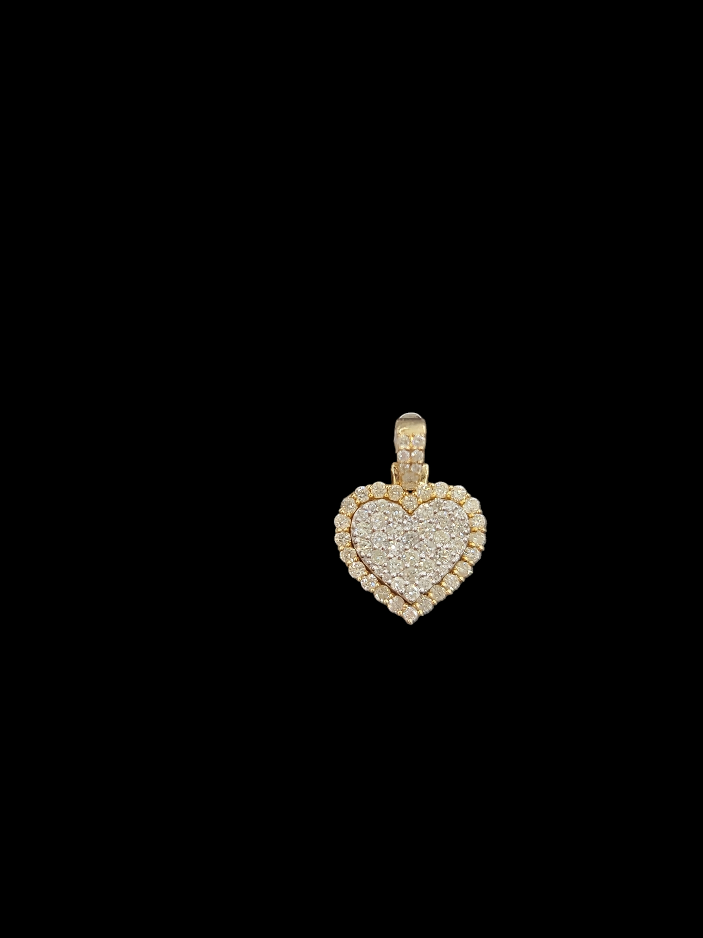 Diamond Heart Pendant, Earring and Gold Chain Set