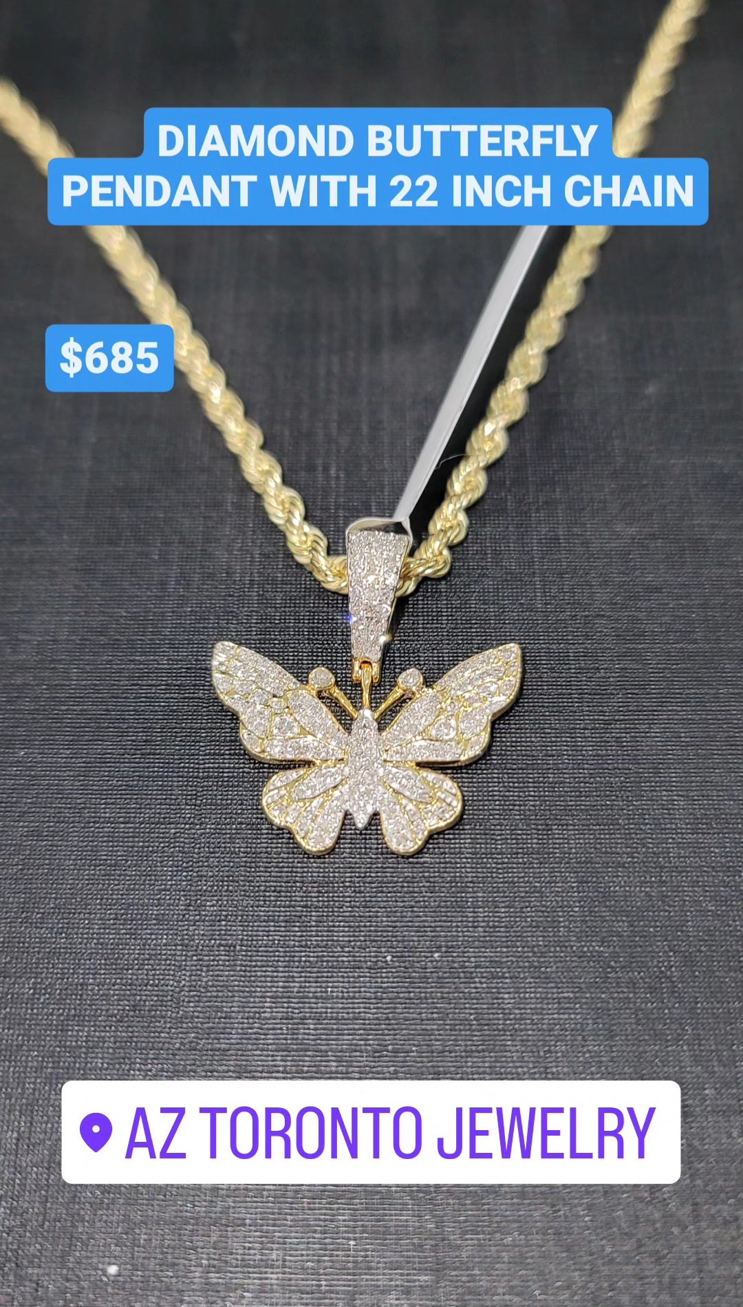 Chain & Diamond Butterfly Pendant Set