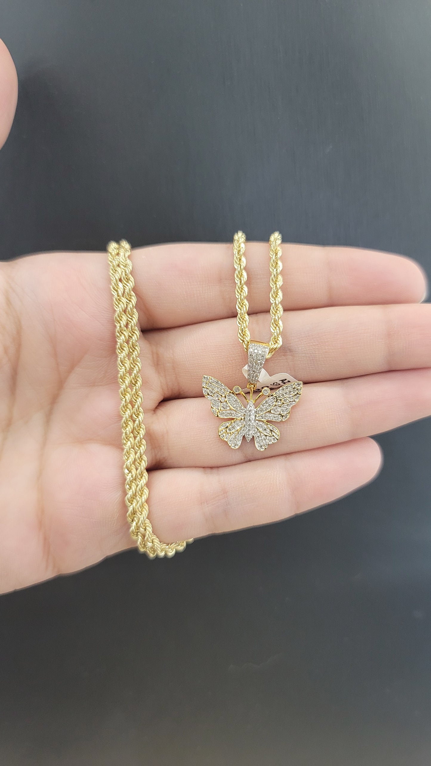 Chain & Diamond Butterfly Pendant Set